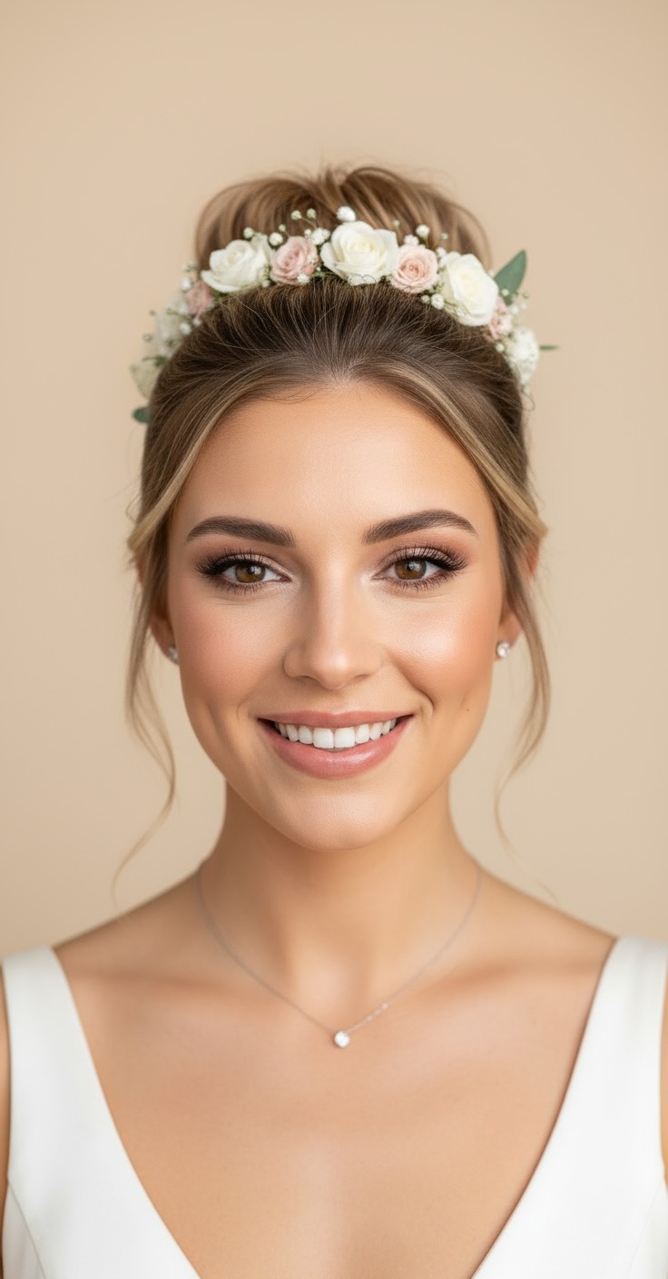 After Bridal Floral Bun